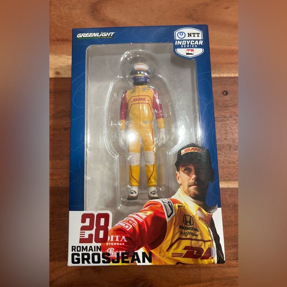 NIB NTT IndyCar Series #28 Romain Grosjean Driver DHL Collectible Figure